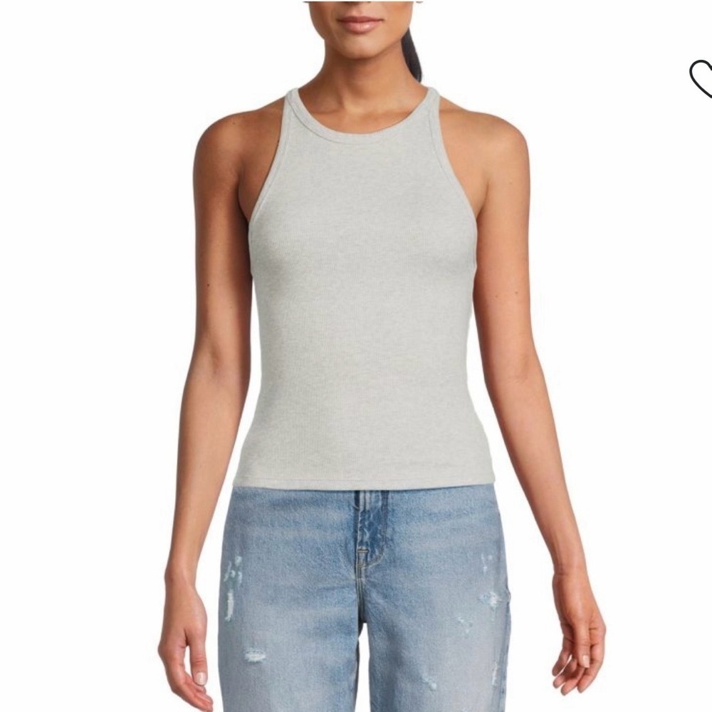 Good American Heather Grey Cotton blend Rib Tank Top NWT XL
